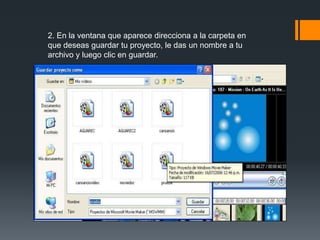 2. En la ventana que aparece direcciona a la carpeta en
que deseas guardar tu proyecto, le das un nombre a tu
archivo y luego clic en guardar.
 