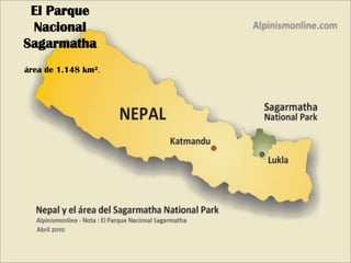 El Parque
Nacional
Sagarmatha
área de 1.148 km².
 