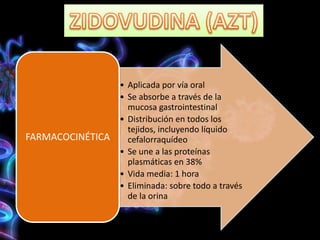 • Aplicada por vía oral
• Se absorbe a través de la
mucosa gastrointestinal
• Distribución en todos los
tejidos, incluyendo líquido
cefalorraquídeo
• Se une a las proteínas
plasmáticas en 38%
• Vida media: 1 hora
• Eliminada: sobre todo a través
de la orina
FARMACOCINÉTICA
 