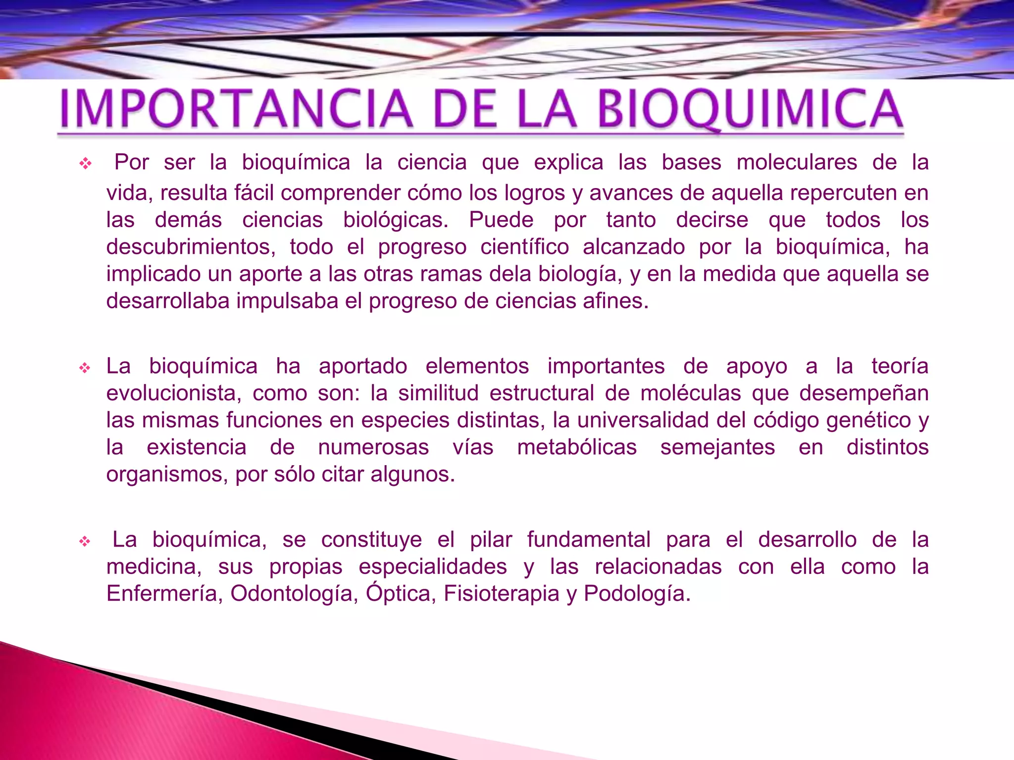 IMPORTANCIA DE LA BIOQUÍMICA | PPTX