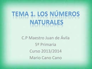 C.P Maestro Juan de Ávila
5º Primaria
Curso 2013/2014
Mario Cano Cano

 