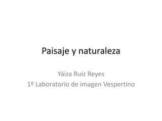 Paisaje y naturaleza
Yáiza Ruiz Reyes
1º Laboratorio de imagen Vespertino

 