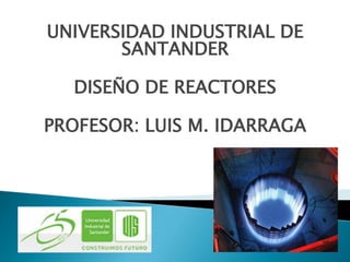 UNIVERSIDAD INDUSTRIAL DE
SANTANDER
DISEÑO DE REACTORES

PROFESOR: LUIS M. IDARRAGA

 
