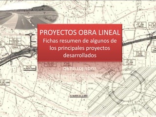PROYECTOS OBRA LINEAL
Fichas resumen de algunos de
   los principales proyectos
         desarrollados
 