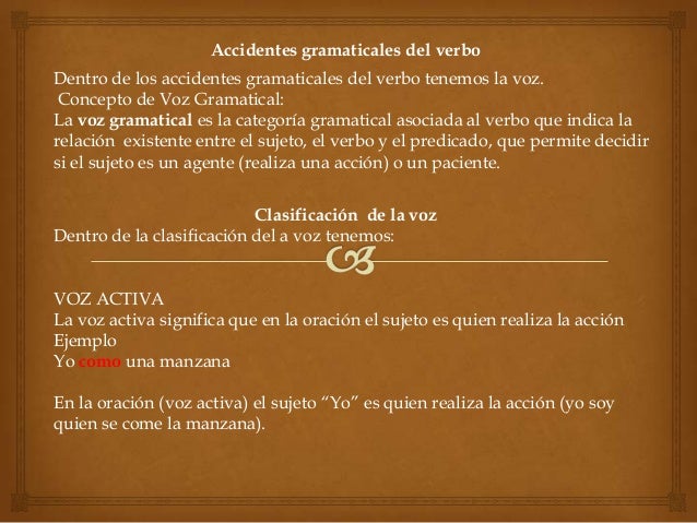Accidentes gramaticales del verbo la voz