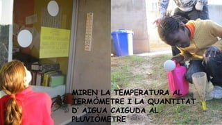 MIREN LA TEMPERATURA AL
TERMÒMETRE I LA QUANTITAT
D’ AIGUA CAIGUDA AL
PLUVIÒMETRE

 