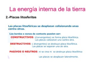 La energía interna de la tierra
2.-Placas litosferitas

 