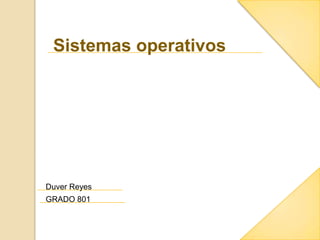 Sistemas operativos
Duver Reyes
GRADO 801
 