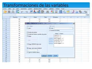 Transformaciones de las variables
 