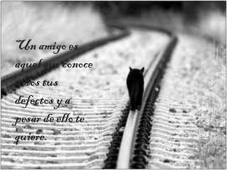 Un amigo es
aquel que conoce
todos tus
defectos y a
pesar de ello te
quiere.
 