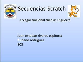 Secuencias-Scratch
Juan esteban riveros espinosa
Rubeno rodriguez
805
Colegio Nacional Nicolas Esguerra
 
