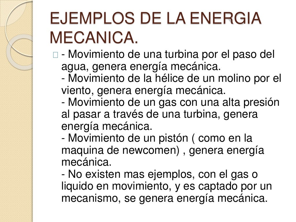 Energía mecánica Energía mecánica