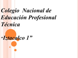 Colegio Nacional de 
Educación Profesional 
Técnica 
“Iztacalco 1” 
 