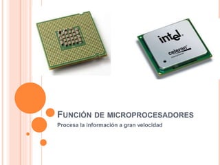 FUNCIÓN DE MICROPROCESADORES
Procesa la información a gran velocidad
 