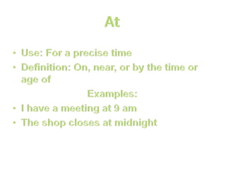 Prepositions of time