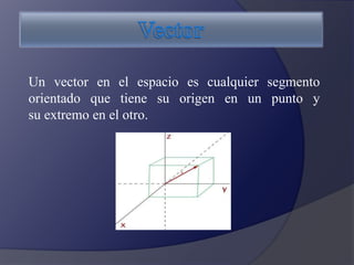 Las características de un vector son: 
Módulo 
Dirección 
Sentido 
El módulo de un vector es un número que coincide con la...