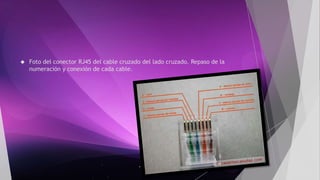  Foto del conector RJ45 del cable cruzado del lado cruzado. Repaso de la 
numeración y conexión de cada cable. 
 