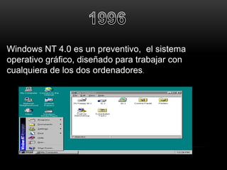 Windows NT 4.0 es un preventivo, el sistema 
operativo gráfico, diseñado para trabajar con 
cualquiera de los dos ordenadores. 
 