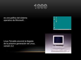 es una gráfica del sistema 
operativo de Microsoft . 
Linus Torvalds anunció la llegada 
de la próxima generación de Linux, 
versión 2.2 
 