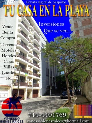 Revista Digital para promover las casas, departamentos, terrenos, hoteles, moteles de Acapulco