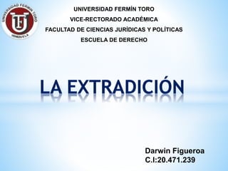 UNIVERSIDAD FERMÍN TORO
VICE-RECTORADO ACADÉMICA
FACULTAD DE CIENCIAS JURÍDICAS Y POLÍTICAS
ESCUELA DE DERECHO
Darwin Figueroa
C.I:20.471.239
 