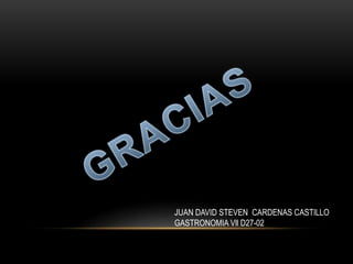 JUAN DAVID STEVEN CARDENAS CASTILLO
GASTRONOMIA Vll D27-02
 