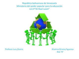 Profesor:Luis,Osorio Alumna:Oriana,Figueroa
8vo “A”
República bolivariana de Venezuela
Ministerio del poder popular para la educación
U.E.P”Dr Raúl Leoni”
 