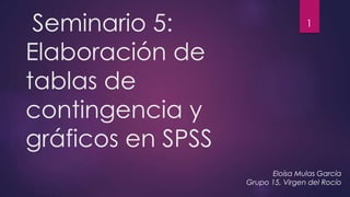 Seminario 5:
Elaboración de
tablas de
contingencia y
gráficos en SPSS
Eloísa Mulas García
Grupo 15, Virgen del Rocío
1
 