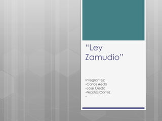 “Ley
Zamudio”
Integrantes:
-Carlos Aedo
-José Ojeda
-Nicolás Cortez
-
 
