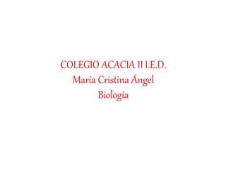 COLEGIO ACACIA II I.E.D.
María Cristina Ángel
Biología
 