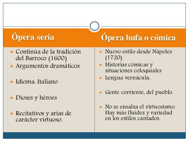 Opera Bufa Y Opera Seria Diferencias