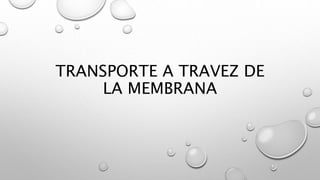 TRANSPORTE A TRAVEZ DE
LA MEMBRANA
 