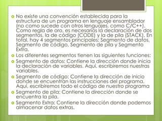 FUNDAMENTOS DEL LENGUAJE ENSAMBLADOR | PPTX