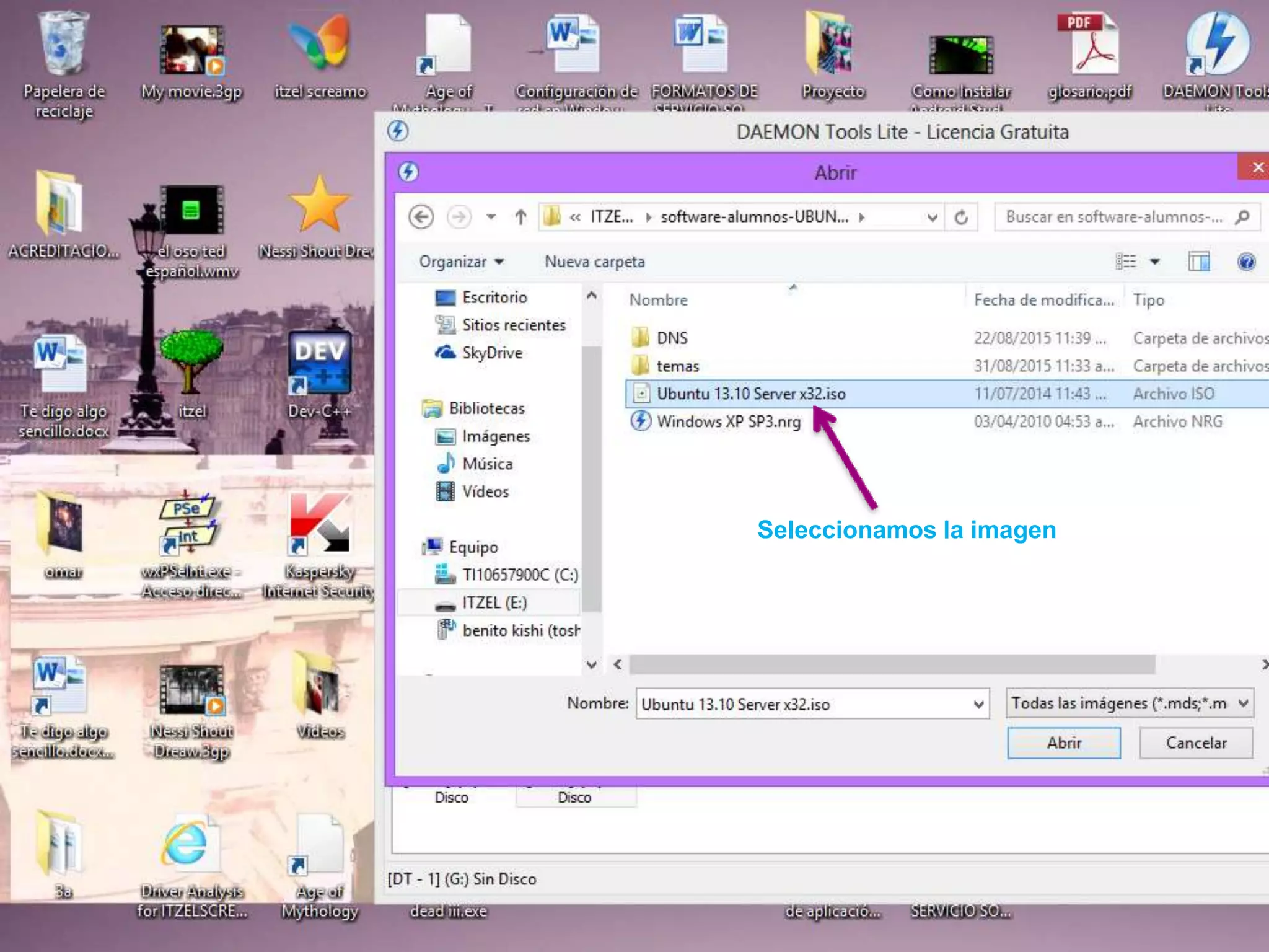 Seleccionamos la imagen
 