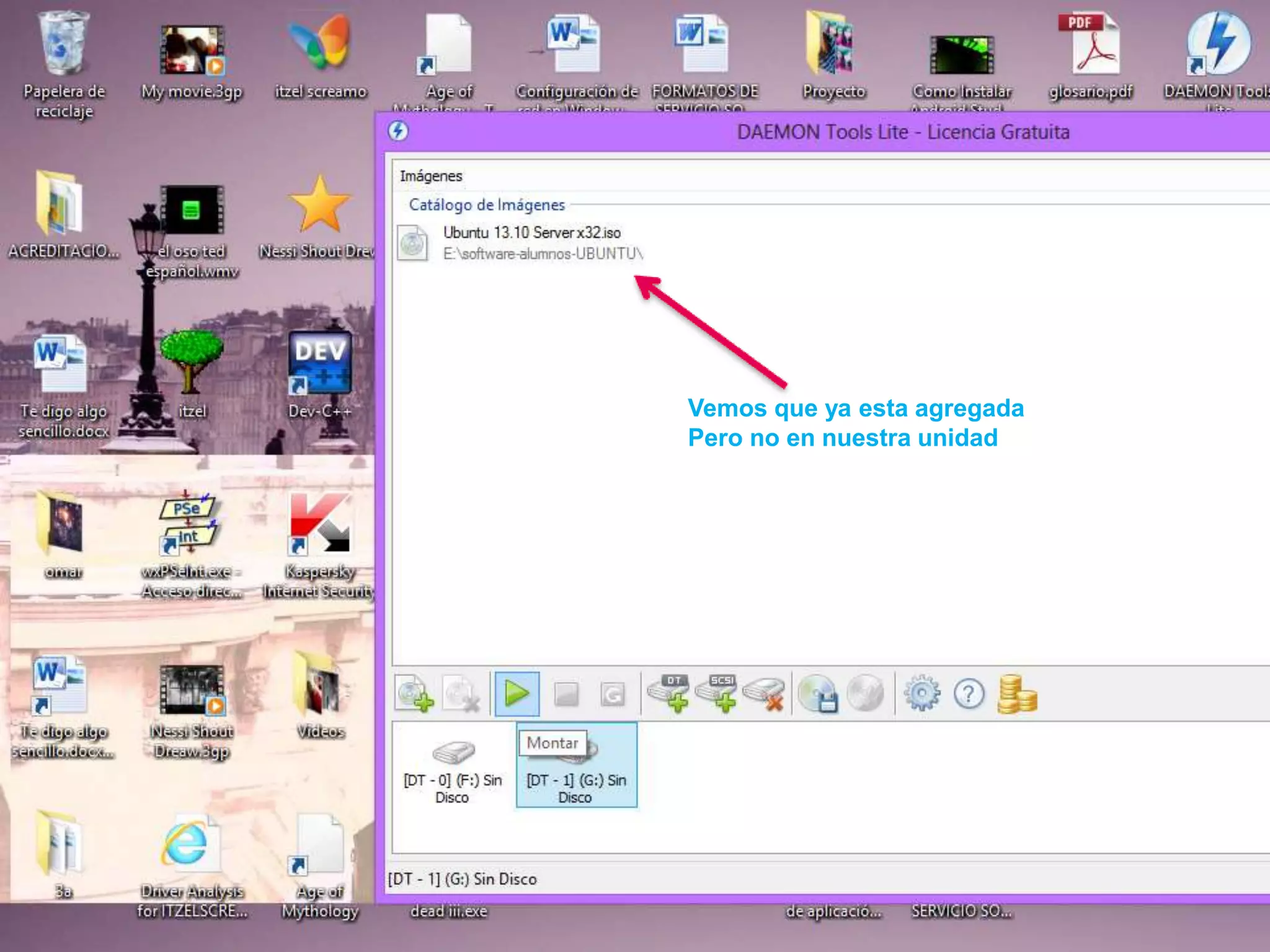 Vemos que ya esta agregada
Pero no en nuestra unidad
 