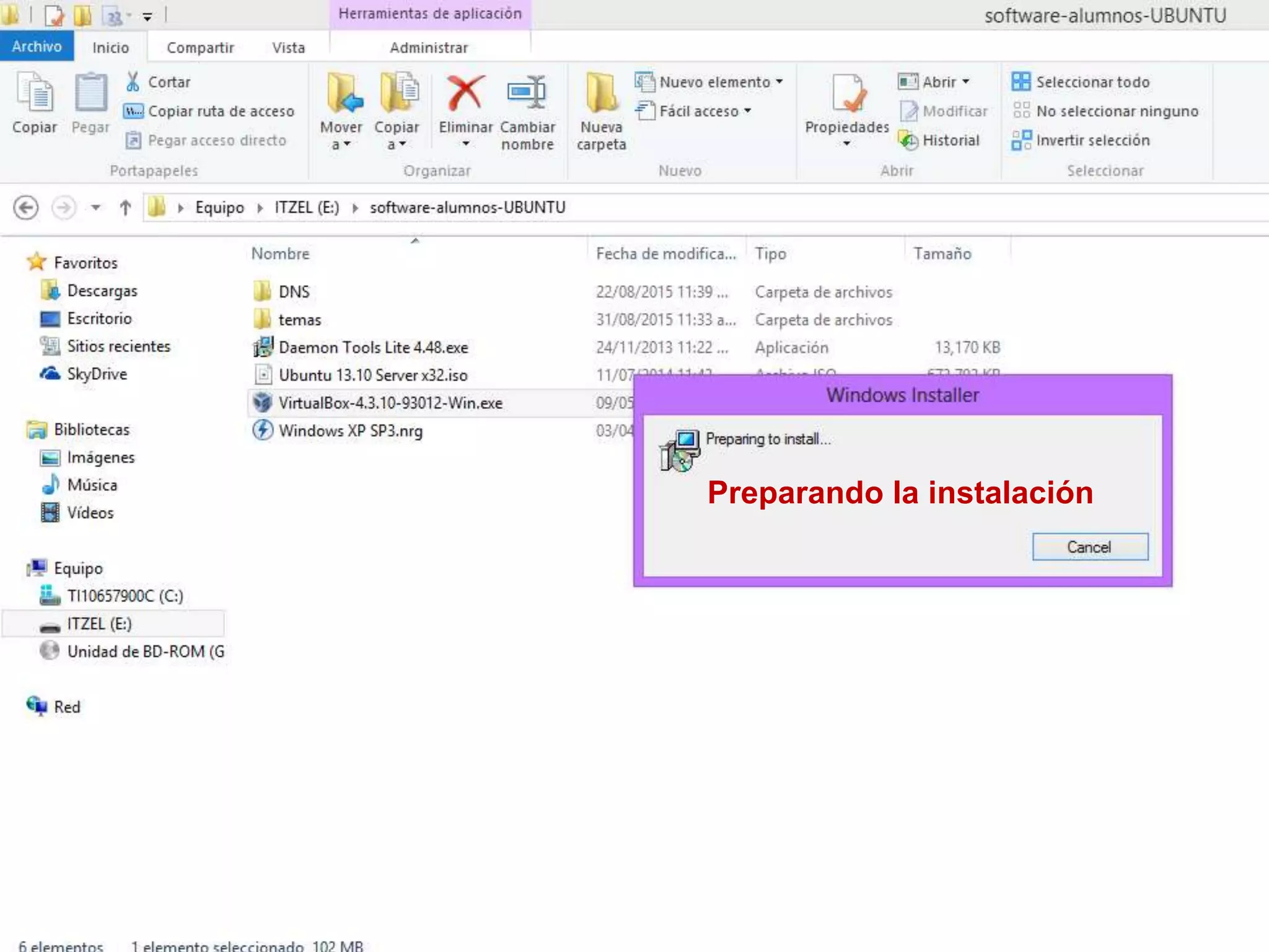 Preparando la instalación
 