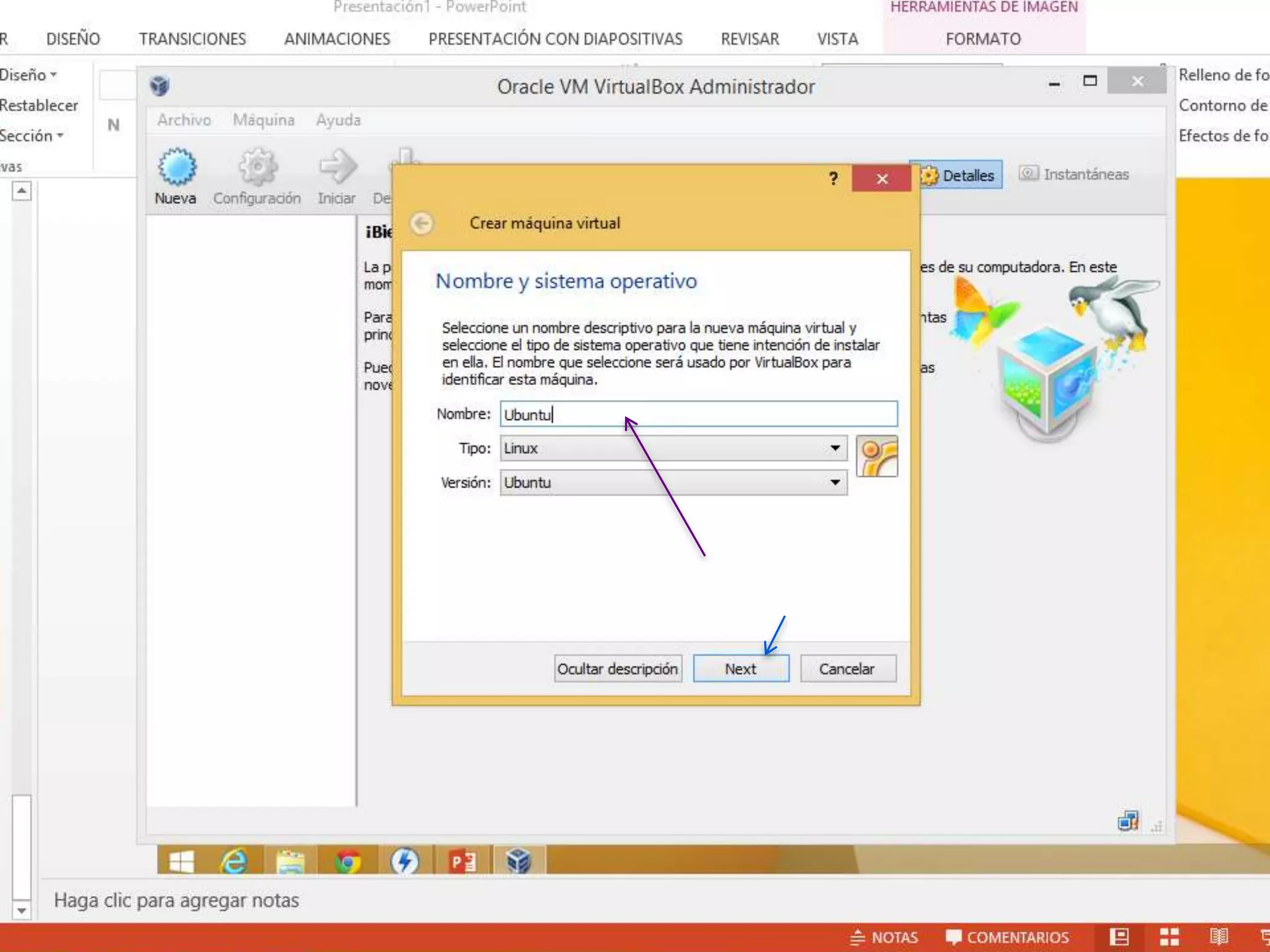 Ponerle lo que esta
Y dar next
 