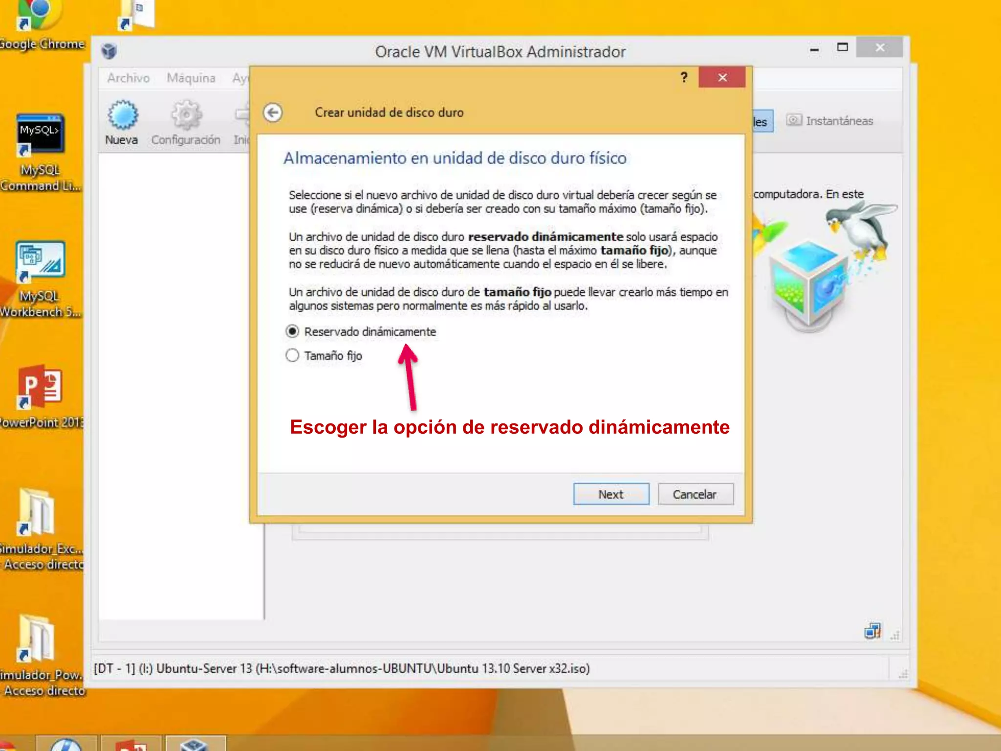 Escoger la opción de reservado dinámicamente
 