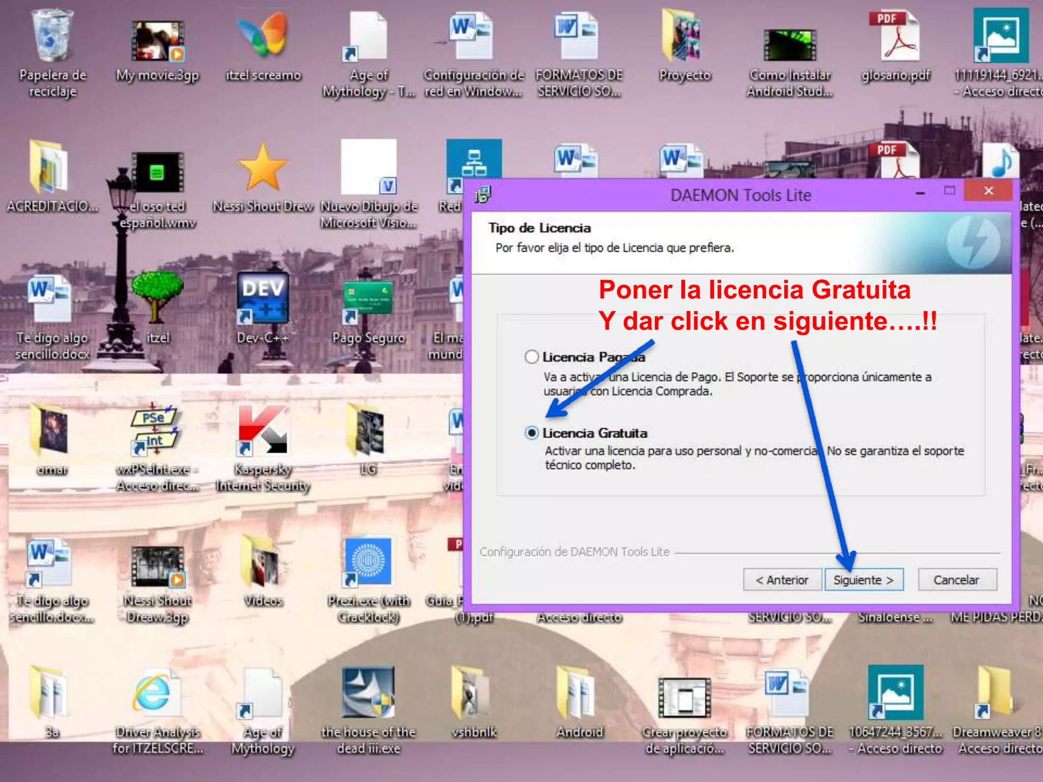 Poner la licencia Gratuita
Y dar click en siguiente….!!
 