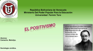 República Bolivariana de Venezuela
Ministerio Del Poder Popular Para la Educación
Universidad Fermín Toro
Alumna:
Camacho. Mairelys.
Sociología Jurídica.
 