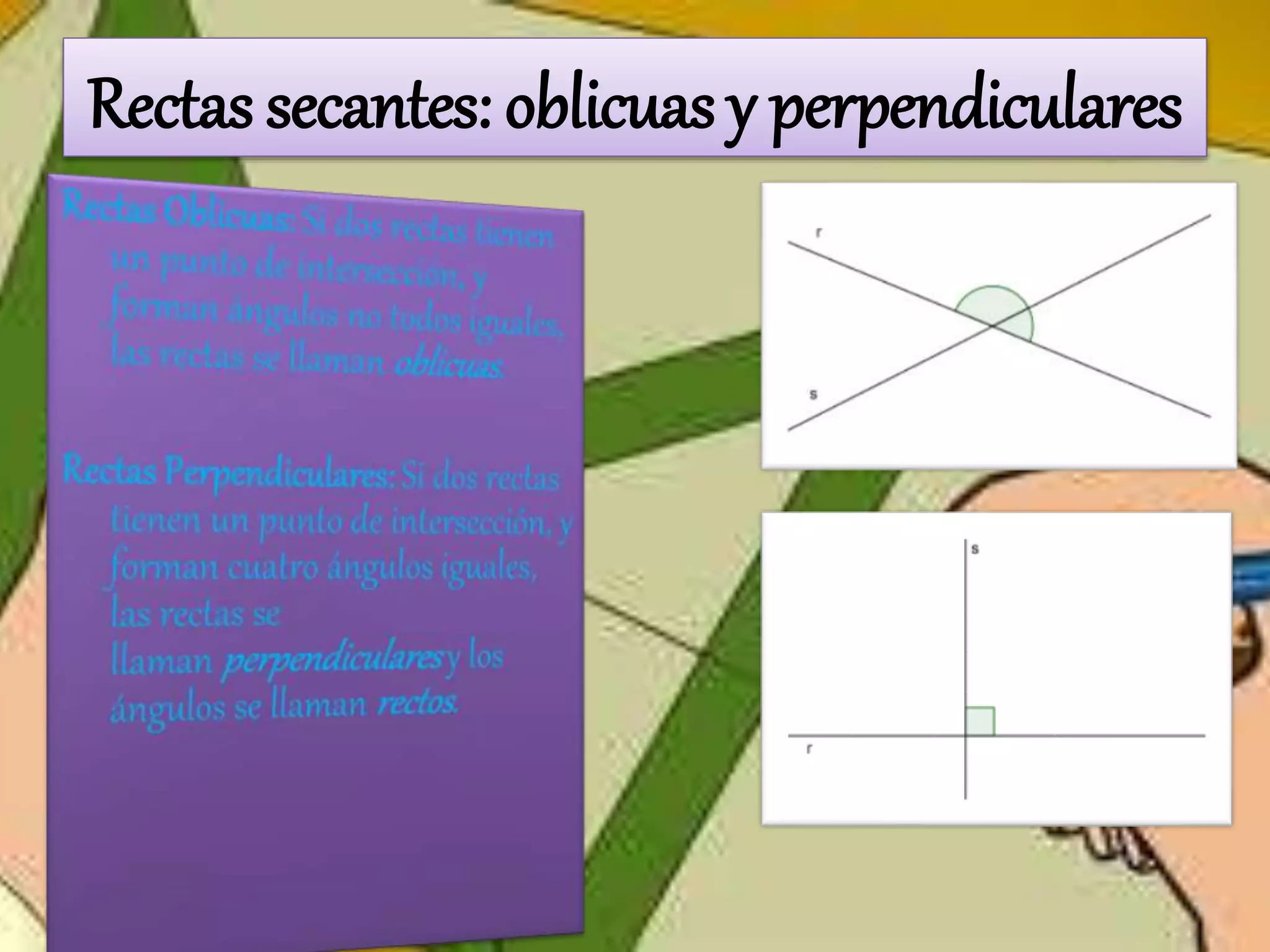 Rectas secantes: oblicuas y perpendiculares