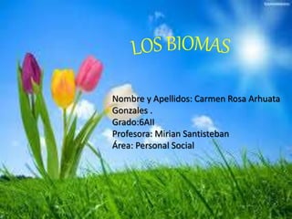 Nombre y Apellidos: Carmen Rosa Arhuata
Gonzales .
Grado:6AII
Profesora: Mirian Santisteban
Área: Personal Social
 
