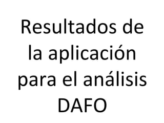 Resultados de
la aplicación
para el análisis
DAFO
 