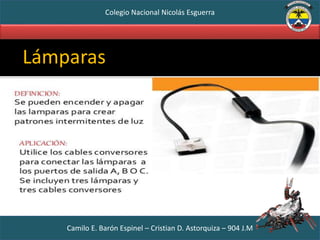 Colegio Nacional Nicolás Esguerra
Camilo E. Barón Espinel – Cristian D. Astorquiza – 904 J.M
Lámparas
 