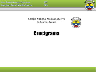 Colegio Nacional Nicolás Esguerra
Edificamos Futuro
Crucigrama
 