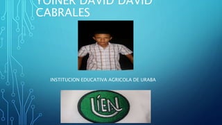 YOINER DAVID DAVID
CABRALES
INSTITUCION EDUCATIVA AGRICOLA DE URABA
 