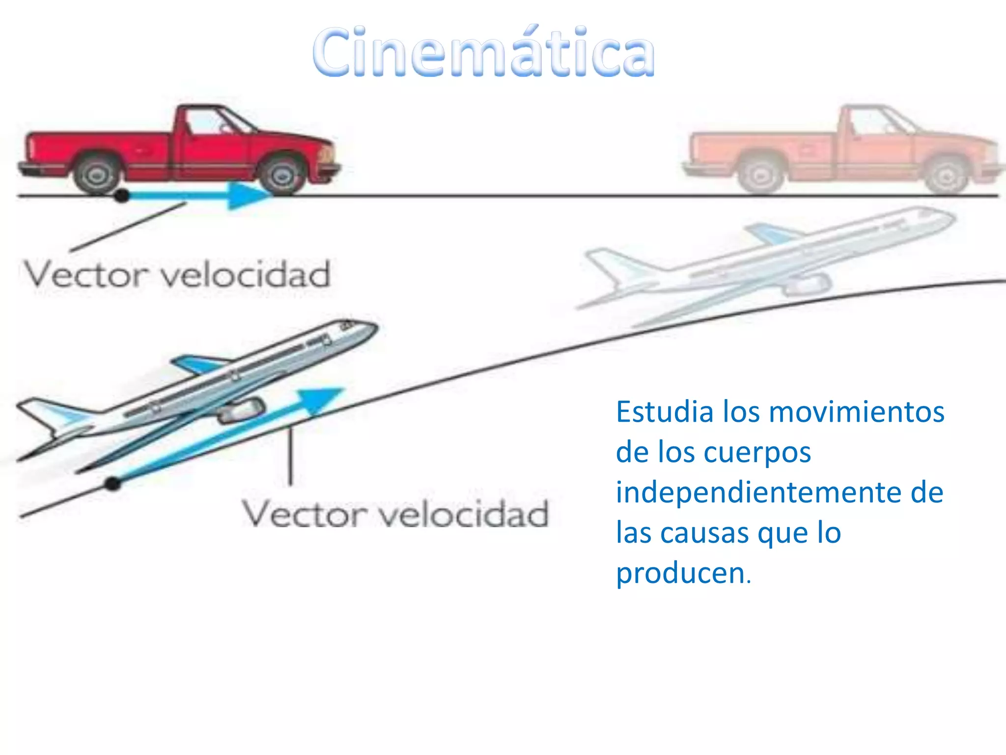 Estudia los movimientos
de los cuerpos
independientemente de
las causas que lo
producen.