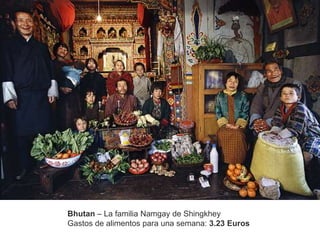 Bhutan – La familia Namgay de Shingkhey
Gastos de alimentos para una semana: 3.23 Euros
 