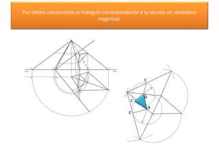 Por último construimos el triángulo correspondiente a la sección en verdadera
magnitud.
a
b
c
c
c