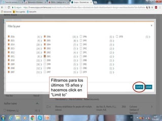Filtramos para los
últimos 15 años y
hacemos click en
“Limit to”
 